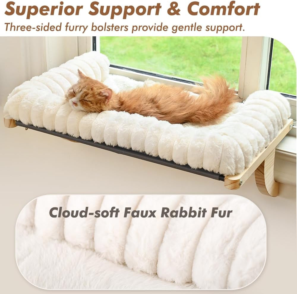 Cloud-Soft Cat Window Sill Perch, Zipper Design Cushion Pet Bed, M