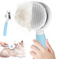 Cat & Dog Grooming Brush – Self-Cleaning Slicker Brush for Shedding, Removes Loose Fur & Tangles, Gentle & Skin-Friendly, Perfect for All Coat Types – Blue