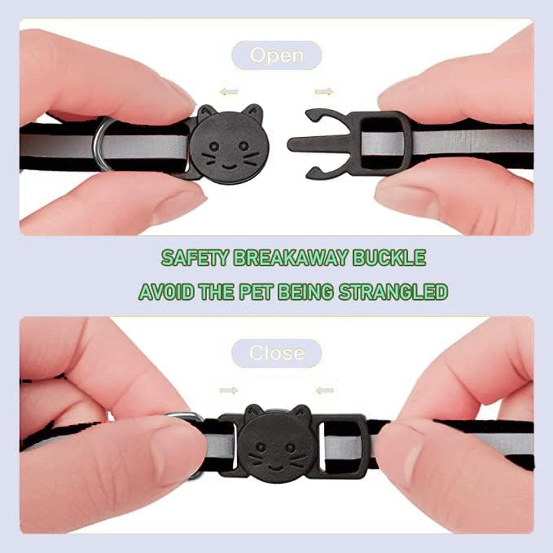 2 Pack Cat Collars Quick Release Reflective Kitten Collar with Bell & Safety Release (Black)
