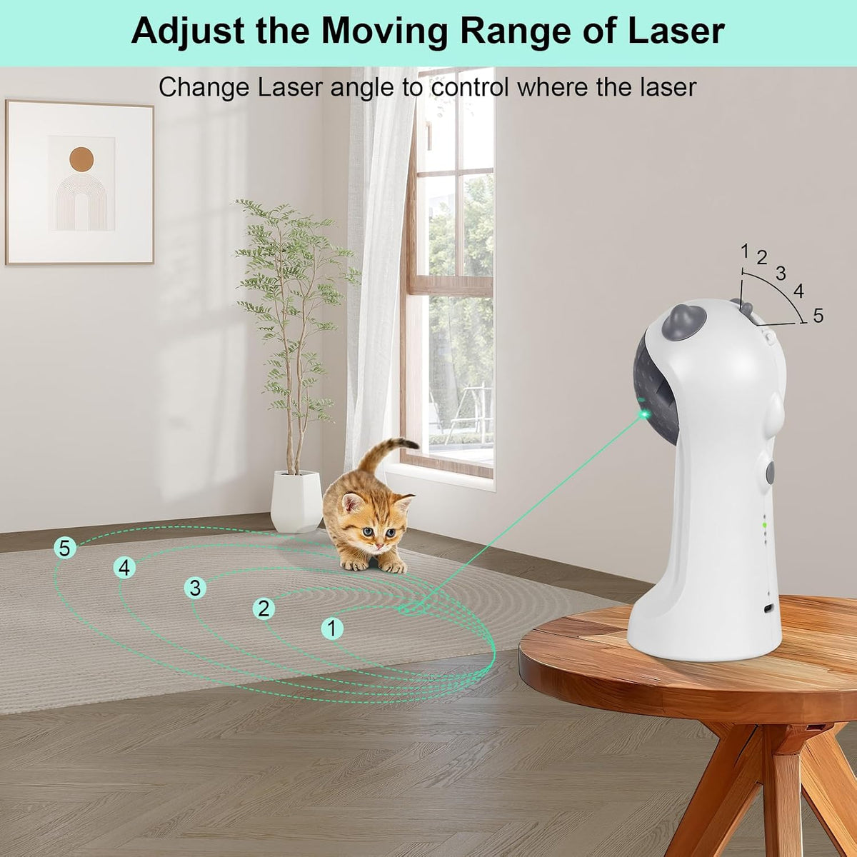 Automatic Cat Toy Green Light, 5 Fun Patterns, 4 Speed Modes