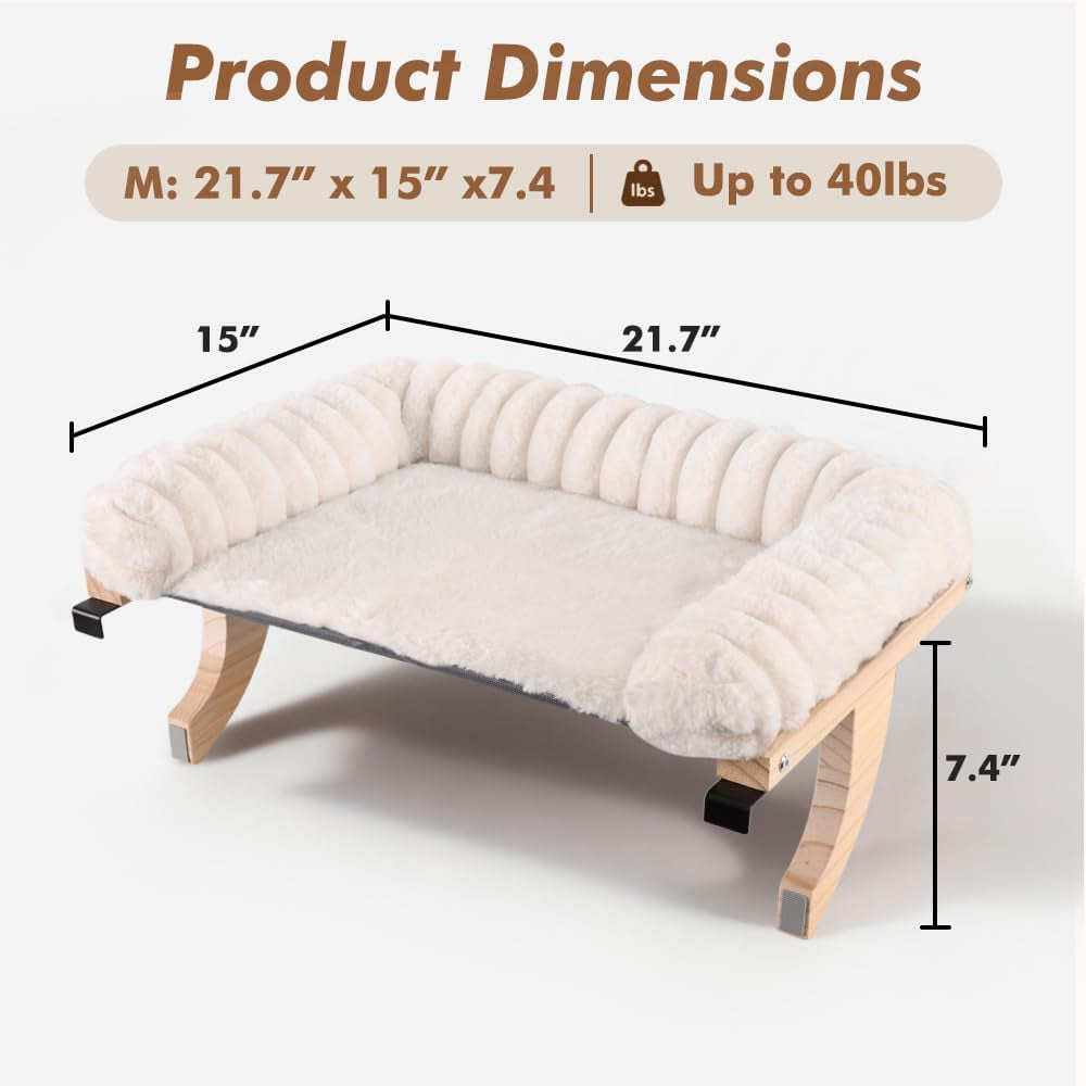 Cloud-Soft Cat Window Sill Perch, Zipper Design Cushion Pet Bed, M