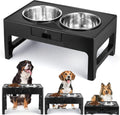 Elevated Dog Bowls, Stainless Steel Raised Dog Deep Bowl with Adjustable Stand, Double Dog Food and Water Bowl for Medium Large Dogs, 3 Heights 3.9”, 7.8”, 11.8”