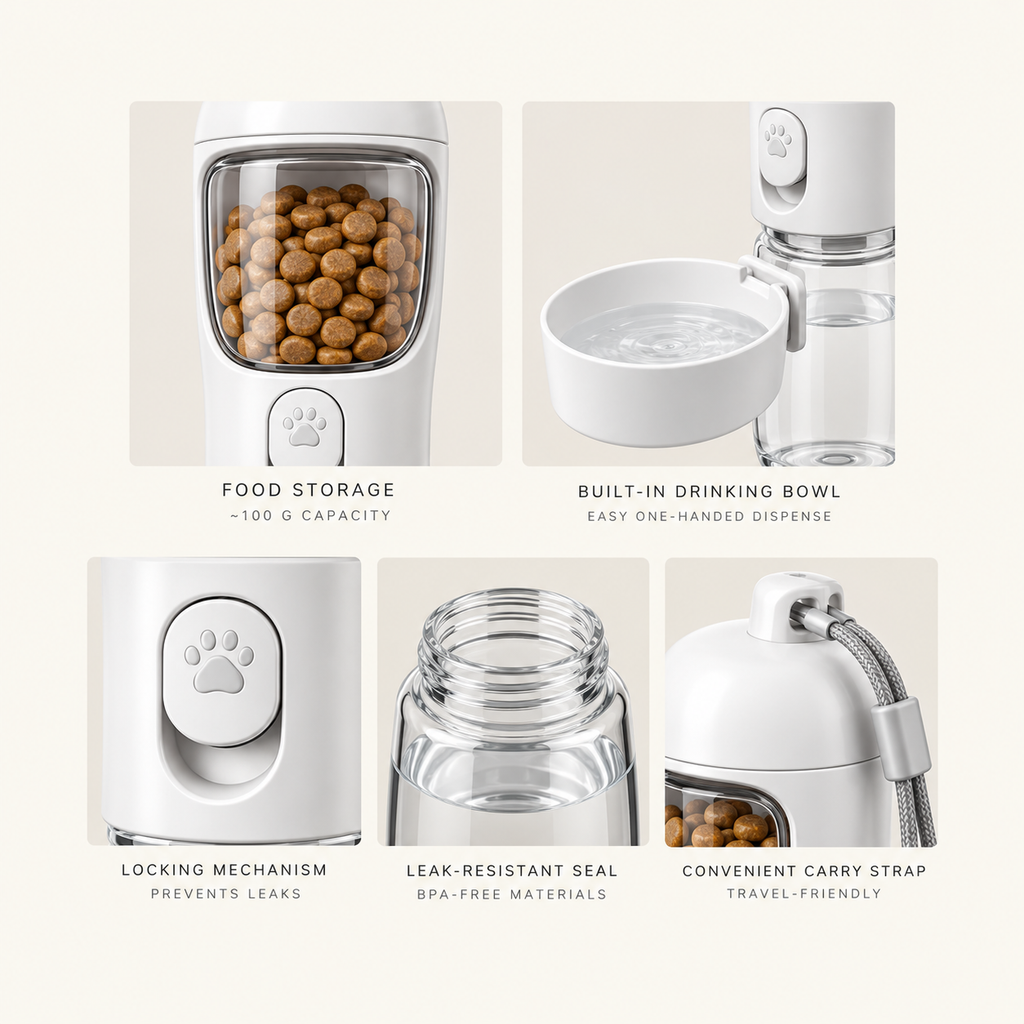 The Voyage — 2-in-1 Travel Water & Food Bottle In White