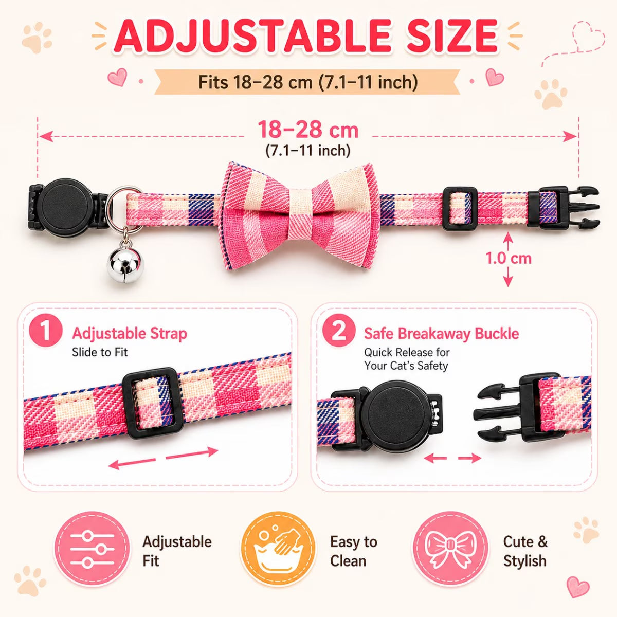 Cat Collar Kitten Collars with Bell and Bow Tie Breakaway Adjustable Safety Cat Collar