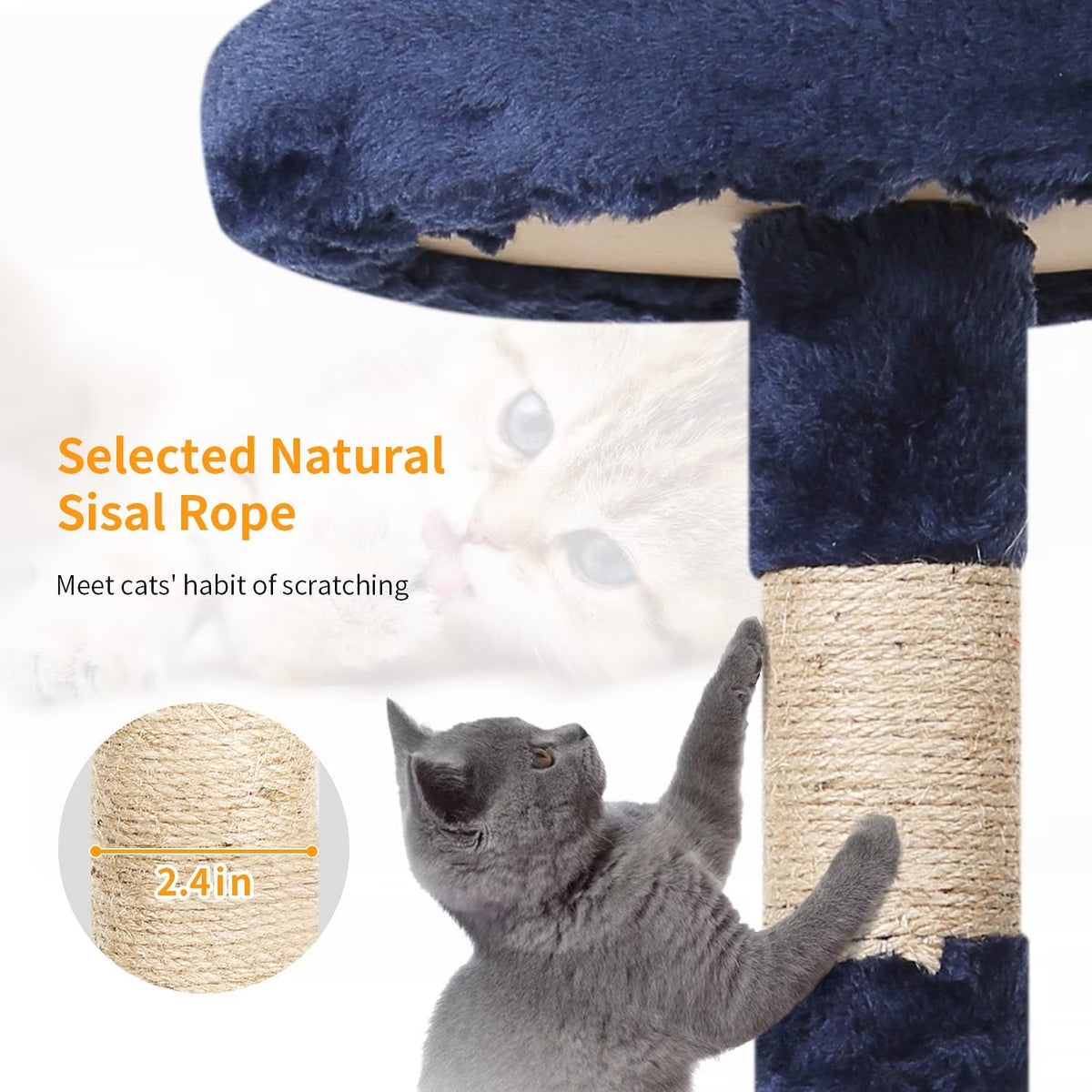 36 Inch Tall Cat Tree Cat Tower Cat Condo Multi-Level,Navy Blue