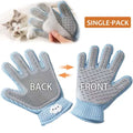 2-In-1 Pet Grooming Glove - Double-Sided Deshedding & Massage Brush for Cats or Dogs, Removes Loose Hair from Fur & Furniture, Ultra-Soft Easy-Clean Mitt-Single Glove