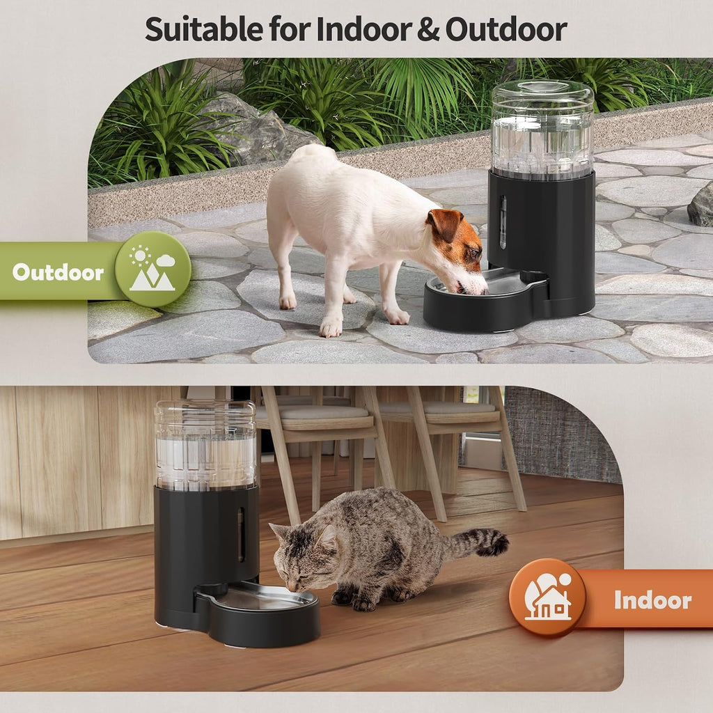 Cat Water Dispenser with Stainless Steel Bowl (4L Black)