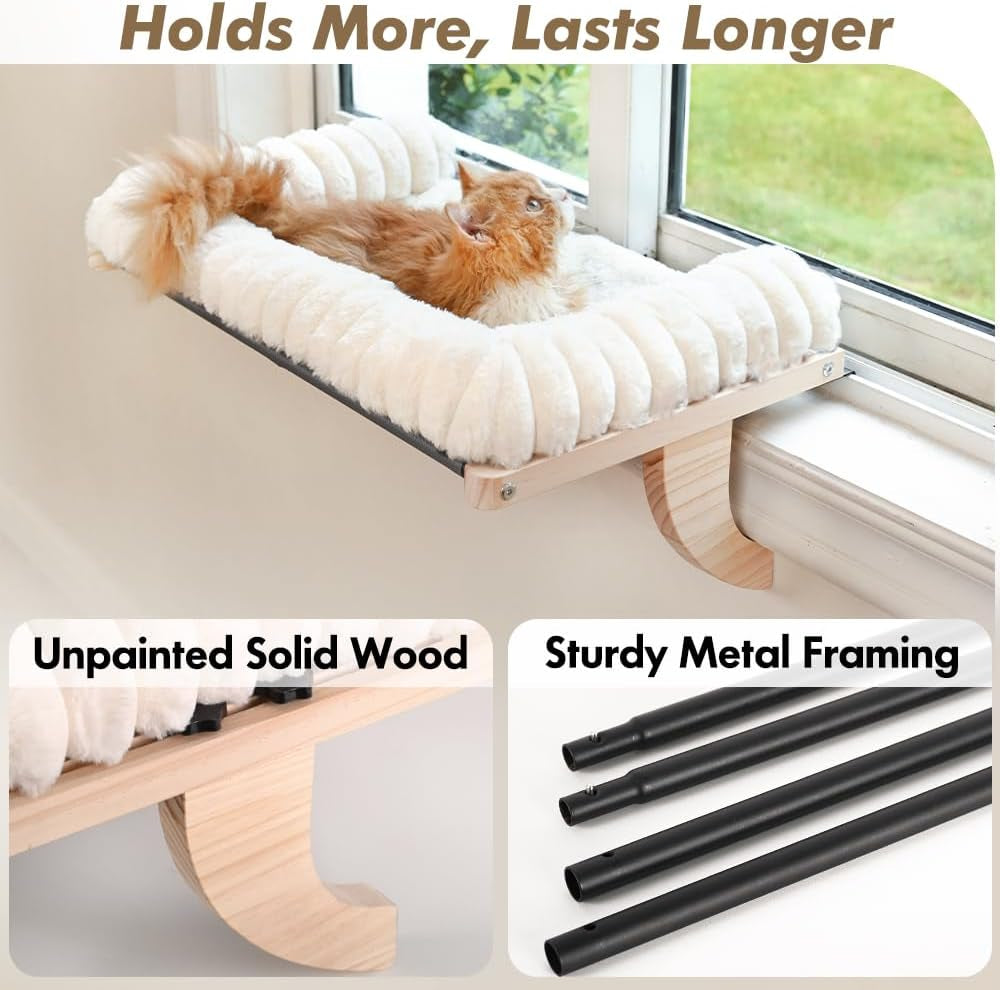 Cloud-Soft Cat Window Sill Perch, Zipper Design Cushion Pet Bed, M