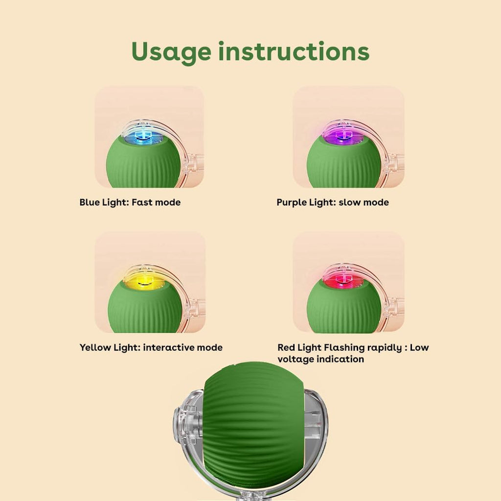 Interactive Cat Toy Ball, Automatic Intercative Cat Toys for Indoor Cats, the 3Rd Generation Agile Moving Cat Ball with Elastic Mesh Tail, Toys for Indoor Adult Cats - Pack of 3 (Red, Green, Blue)