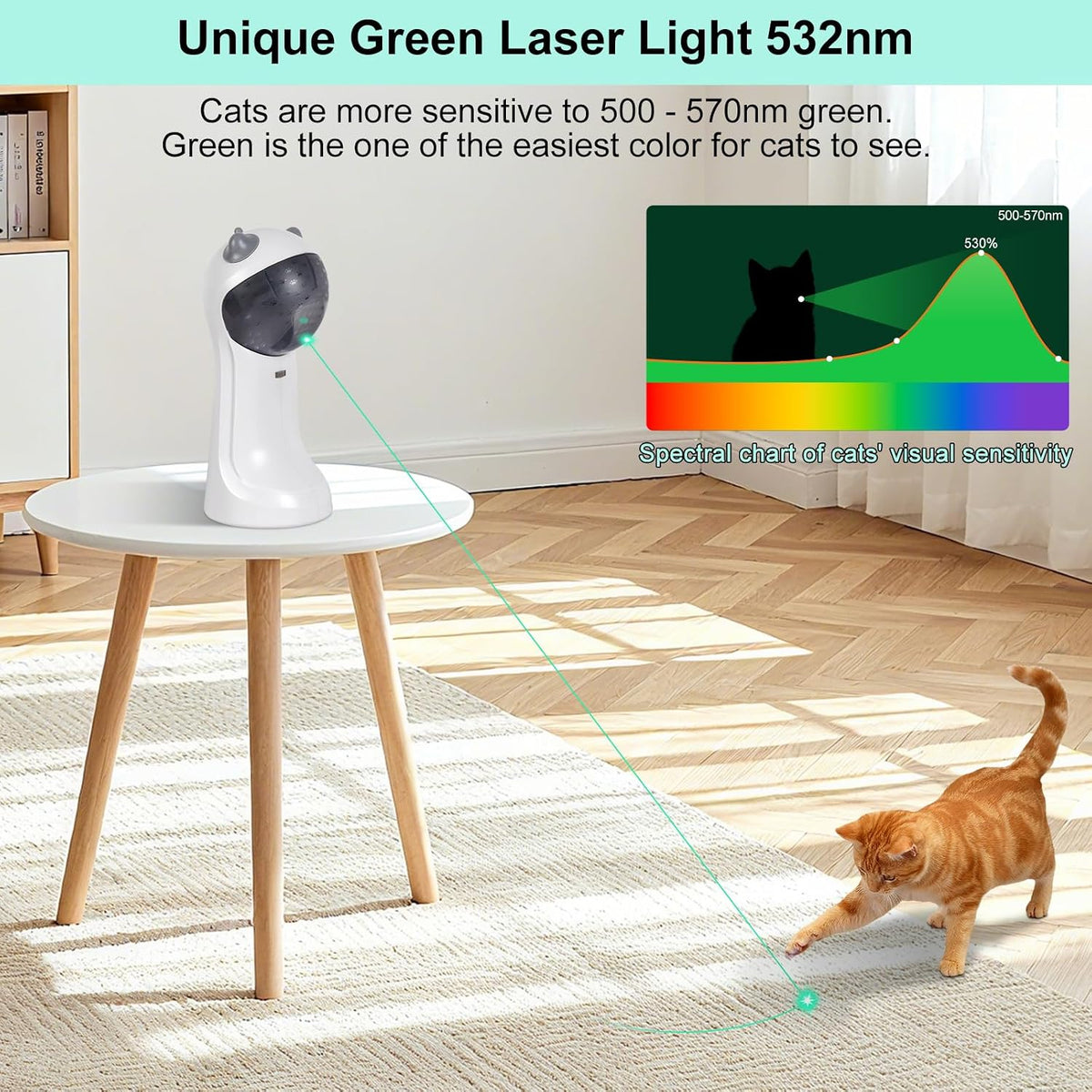 Automatic Cat Toy Green Light, 5 Fun Patterns, 4 Speed Modes
