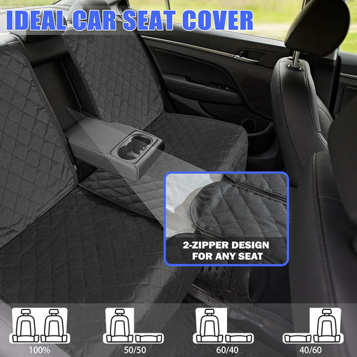 Dog Car Seat Cover for Back Seat, 60/40 Split Bench