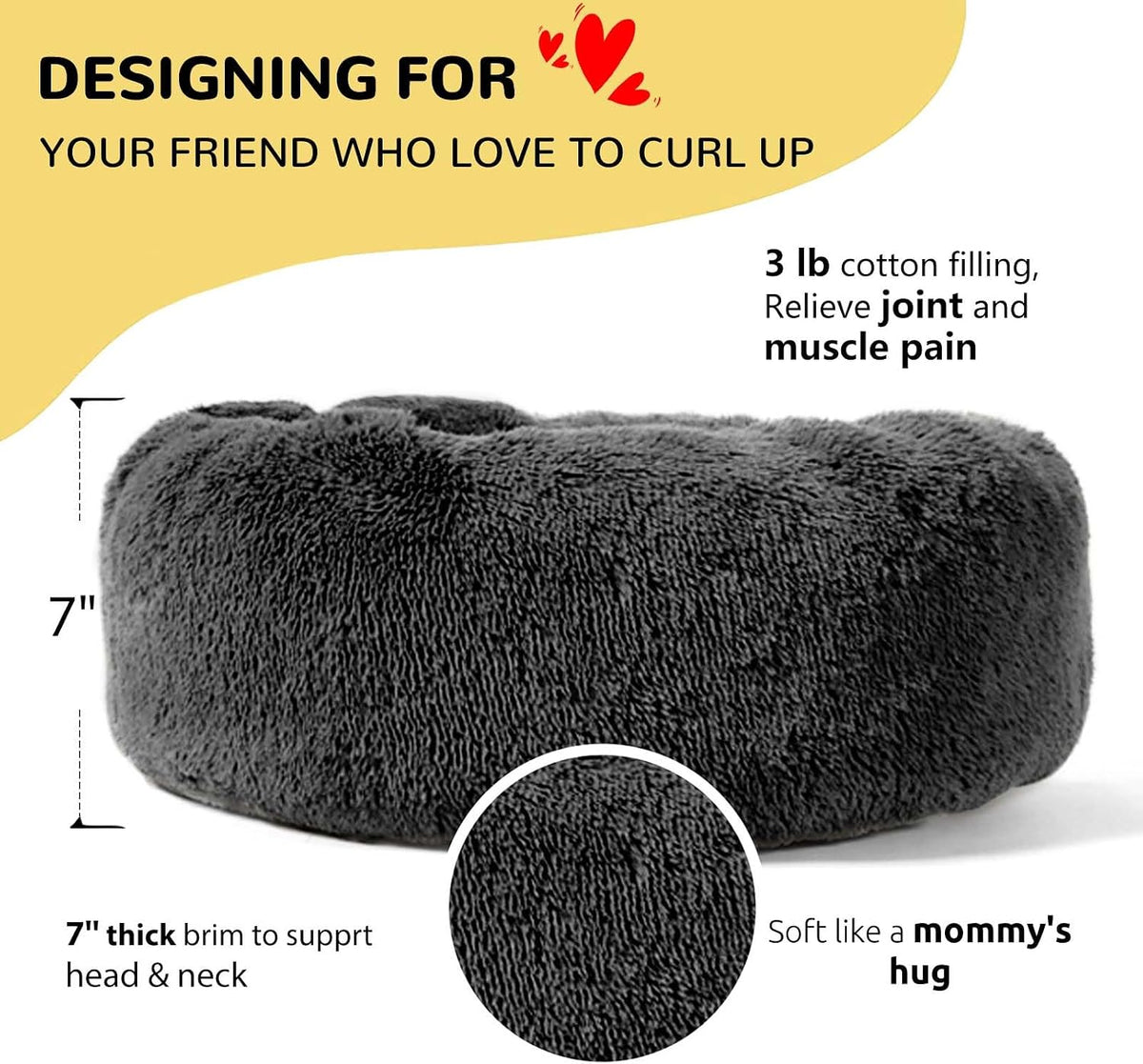 Calming Donut Cuddler, Large Dog Beds, 30''