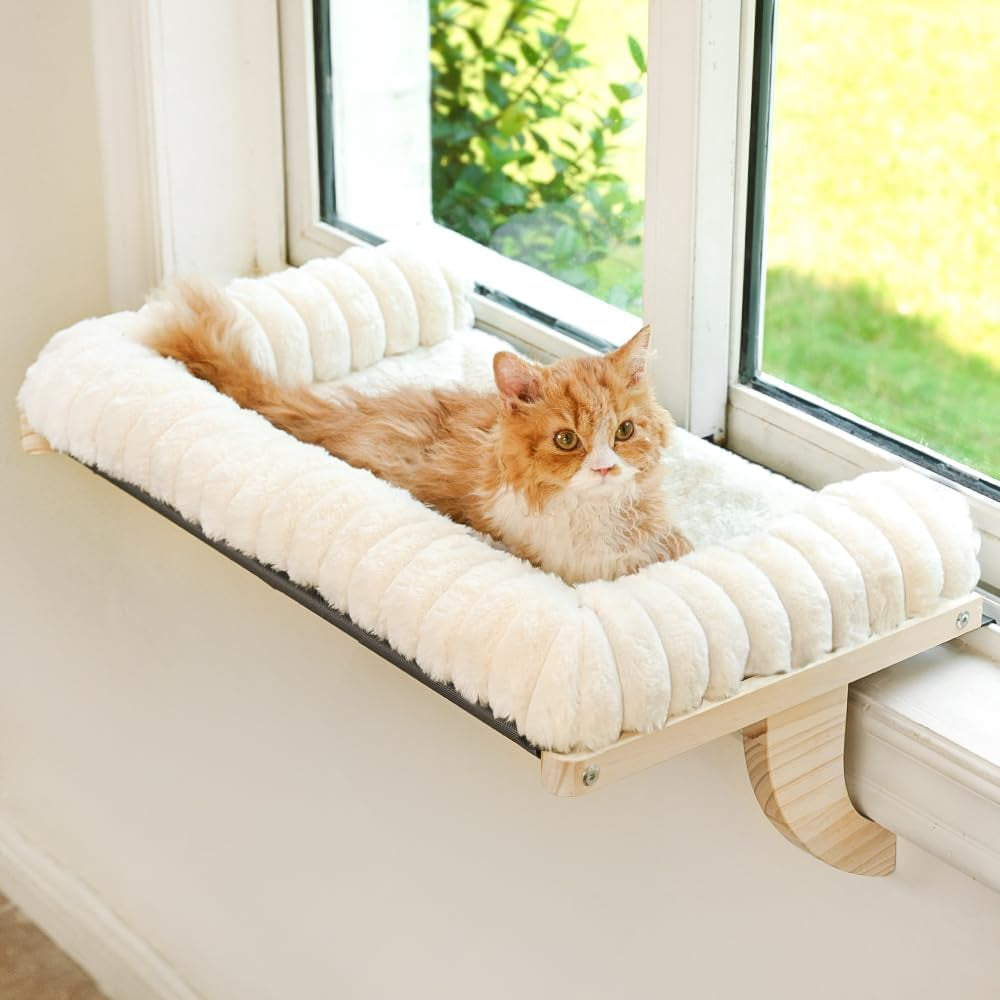 Cloud-Soft Cat Window Sill Perch, Zipper Design Cushion Pet Bed, M