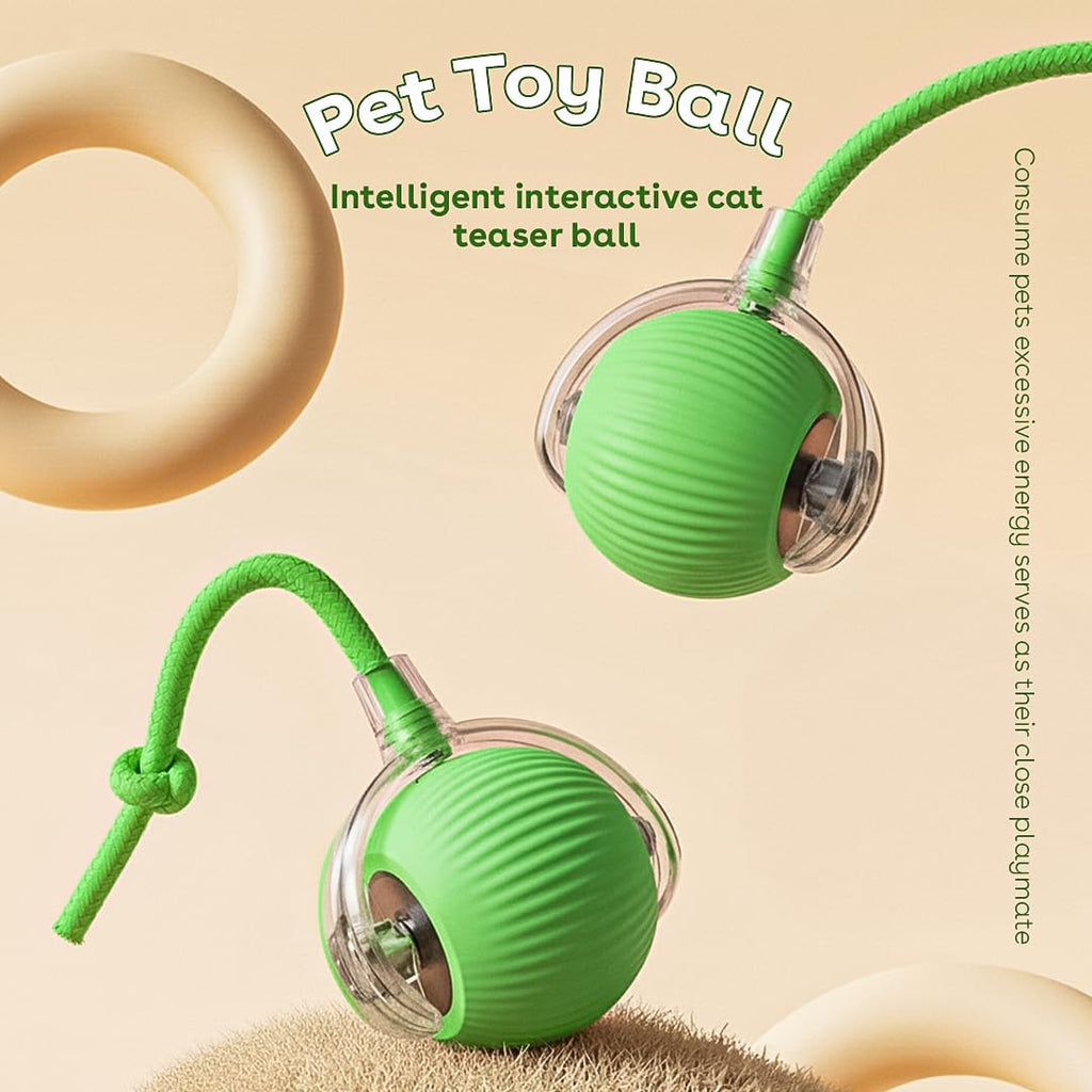 Interactive Cat Toy Ball, Automatic Intercative Cat Toys for Indoor Cats, the 3Rd Generation Agile Moving Cat Ball with Elastic Mesh Tail, Toys for Indoor Adult Cats - Pack of 3 (Red, Green, Blue)
