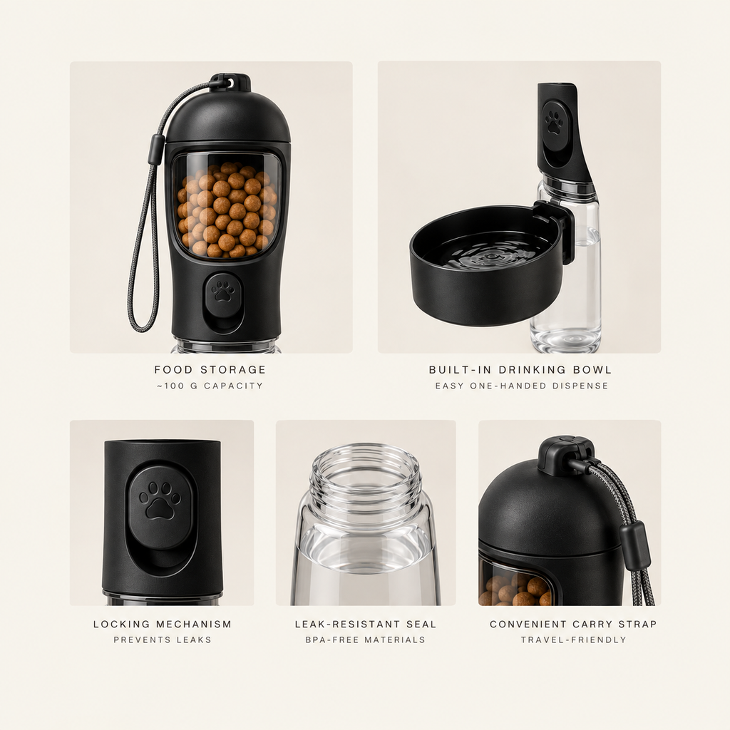 The Voyage — 2-in-1 water bottle and food container In Black
