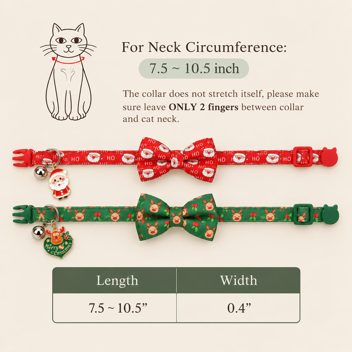 The Merry — Christmas Bow Tie Cat Collar Set