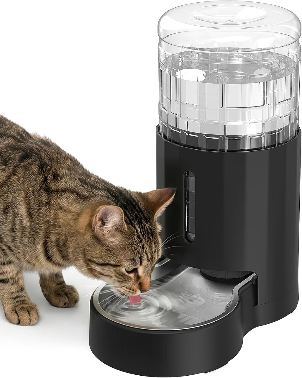 Cat Water Dispenser with Stainless Steel Bowl (4L Black)